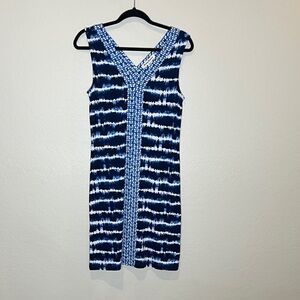 Tommy Bahama Blue and White Sleeveless Dress size small